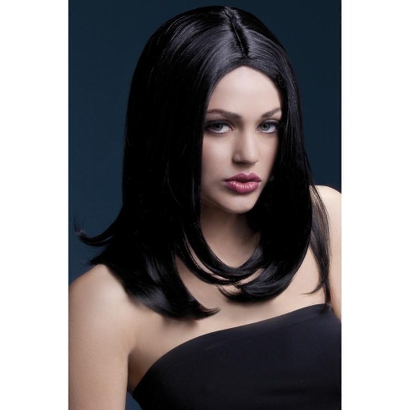 Fever Sophia Wig - Black, Long Layered with Centre Parting - Jokers Costume Mega Store