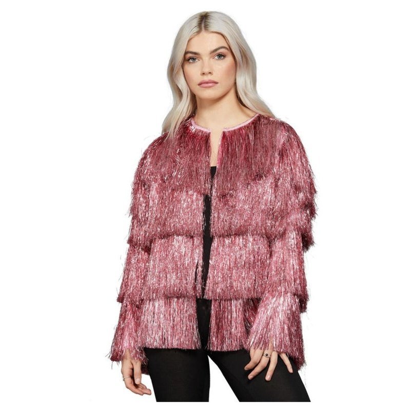 Fever Tinsel Festival Jacket, Pink - Jokers Costume Mega Store