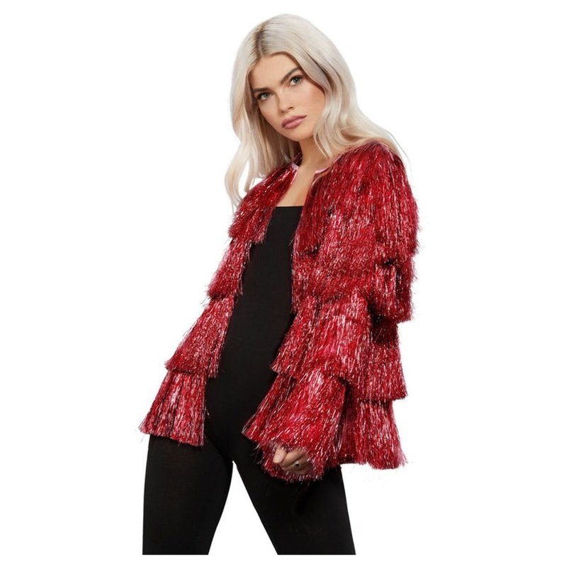 Fever Tinsel Festival Jacket, Red - Jokers Costume Mega Store