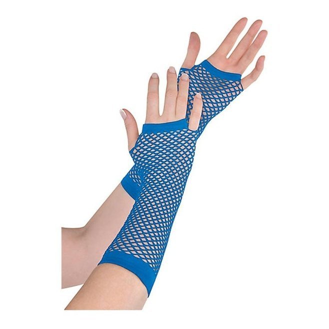 Fishnet Gloves Long Blue - Jokers Costume Mega Store