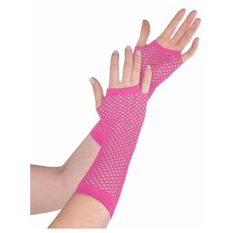 Fishnet Gloves Long Pink - Jokers Costume Mega Store