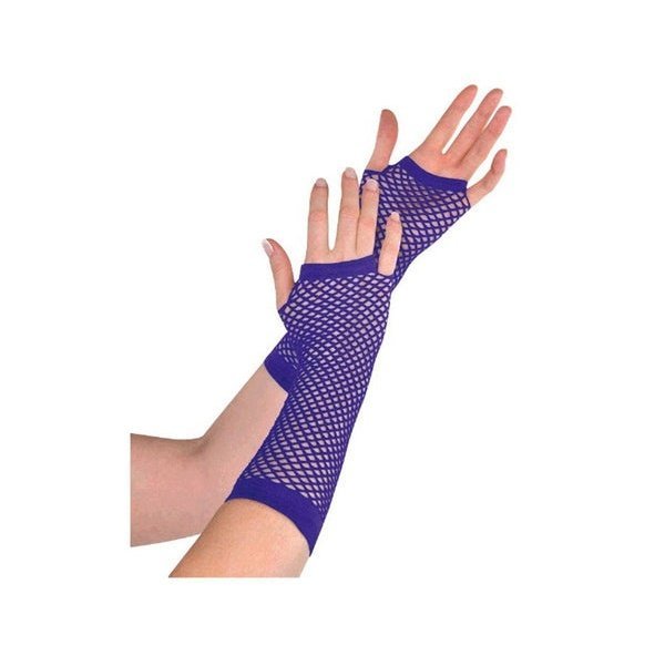 Fishnet Gloves Long Purple - Jokers Costume Mega Store