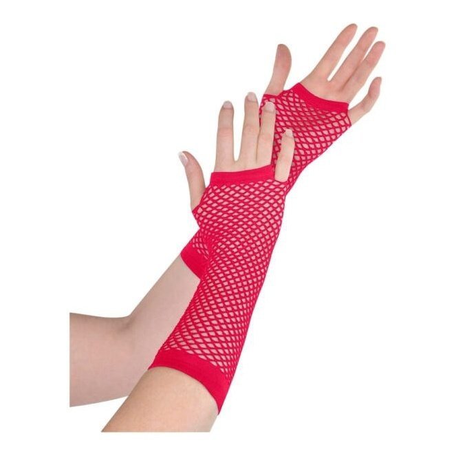 Fishnet Gloves Long - Red - Jokers Costume Mega Store