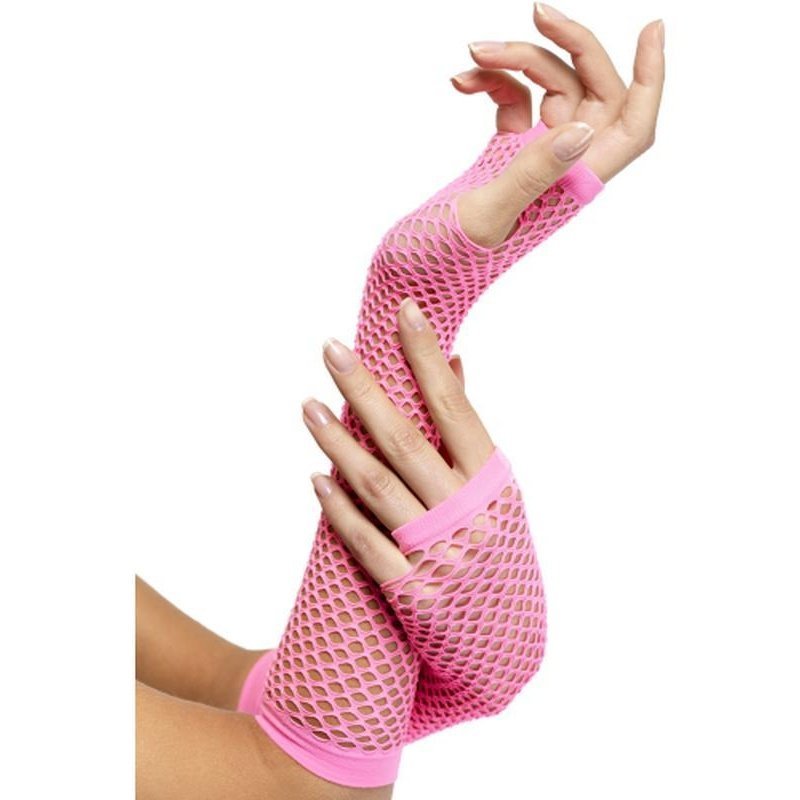 Fishnet Gloves Pink Long - Jokers Costume Mega Store