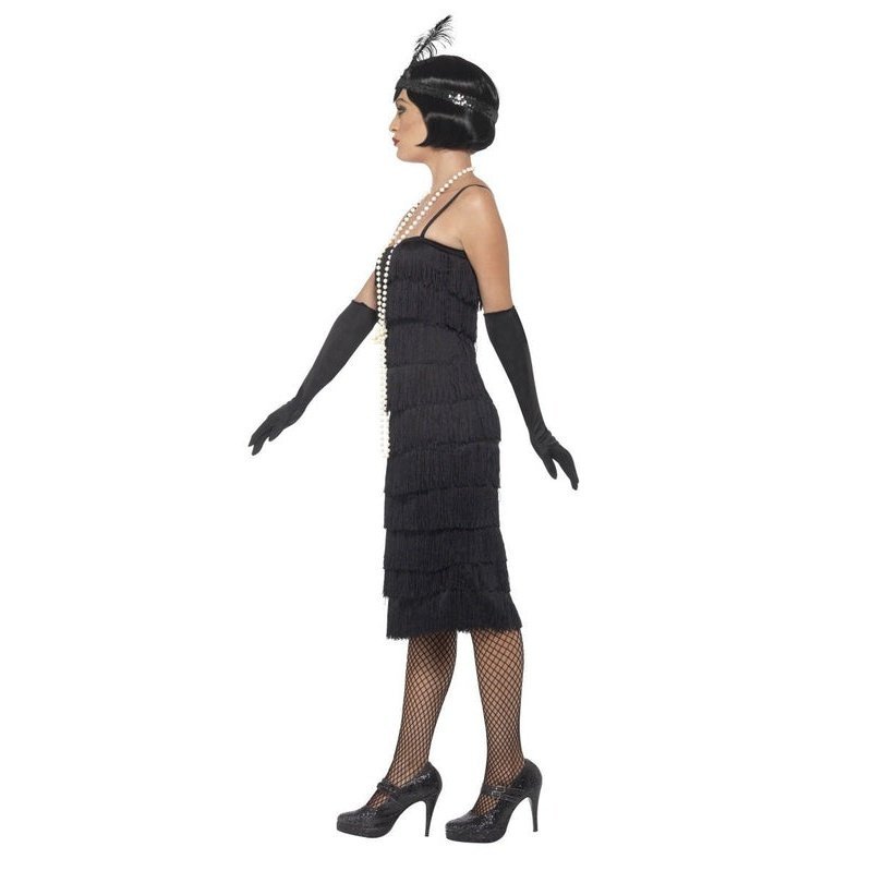 Flapper Costume - Black, with Long Dress - Jokers Costume Mega Store