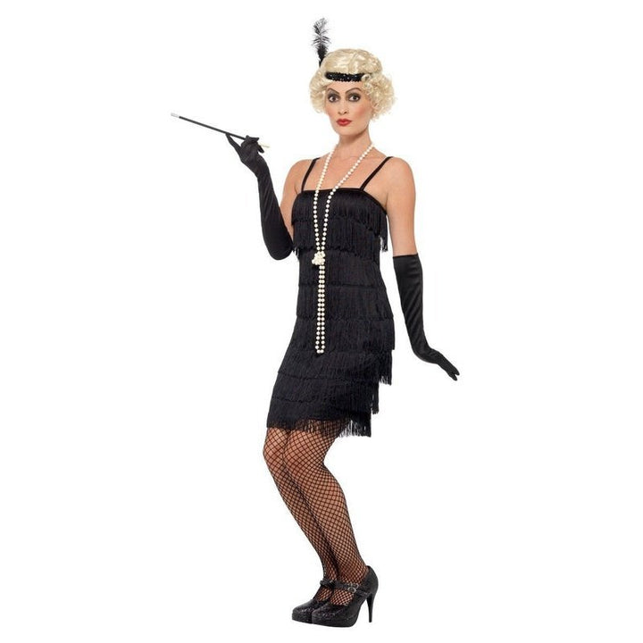 Flapper Costume - Black, with Short Dress - Jokers Costume Mega Store