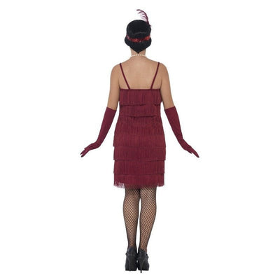 Flapper Costume, Burgundy Red, With Short Dress - Jokers Costume Mega Store