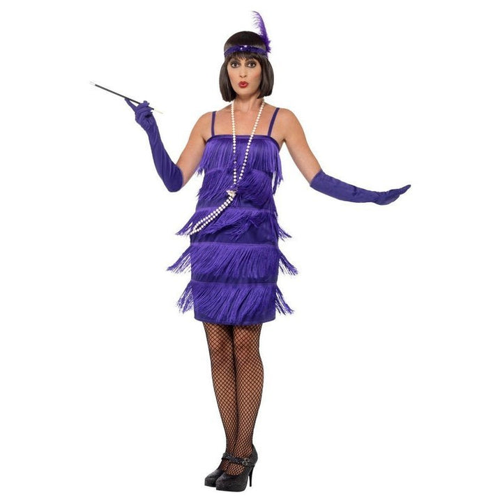 Flapper Costume - Purple, with Short Dress - Jokers Costume Mega Store