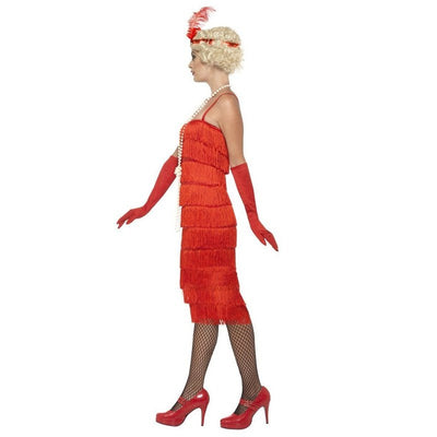 Flapper Costume - Red, with Long Dress - Jokers Costume Mega Store