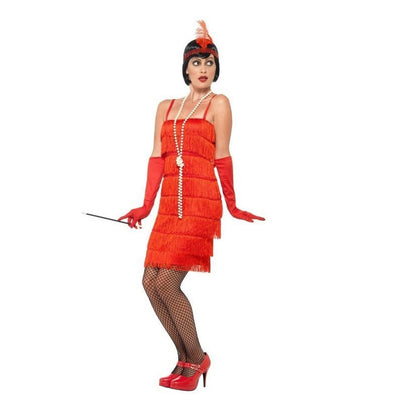 Flapper Costume - Red, with Short Dress - Jokers Costume Mega Store