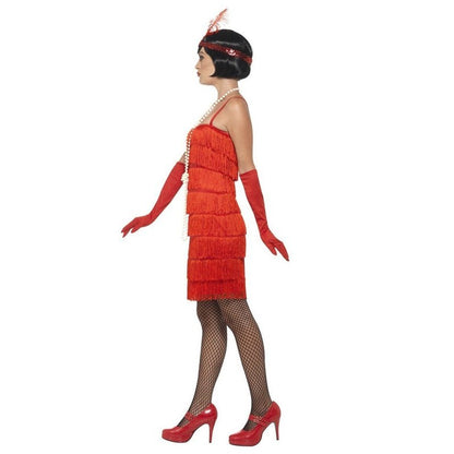 Flapper Costume - Red, with Short Dress - Jokers Costume Mega Store