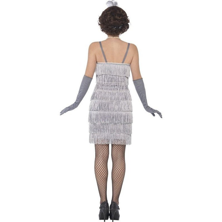 Flapper Costume, Silver, With Short Dress - Jokers Costume Mega Store