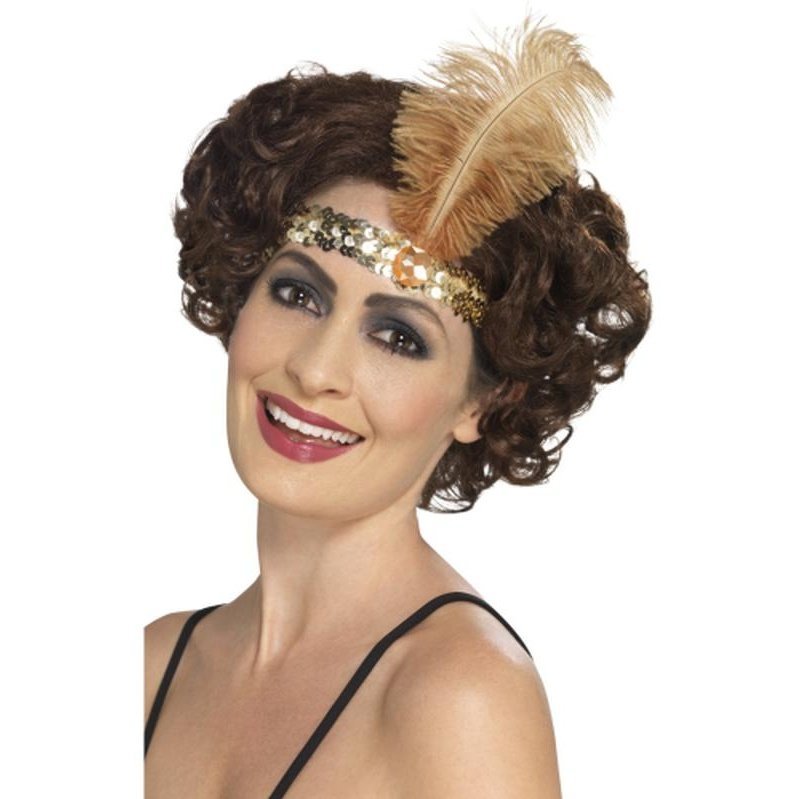 Flapper Headband, Gold - Jokers Costume Mega Store