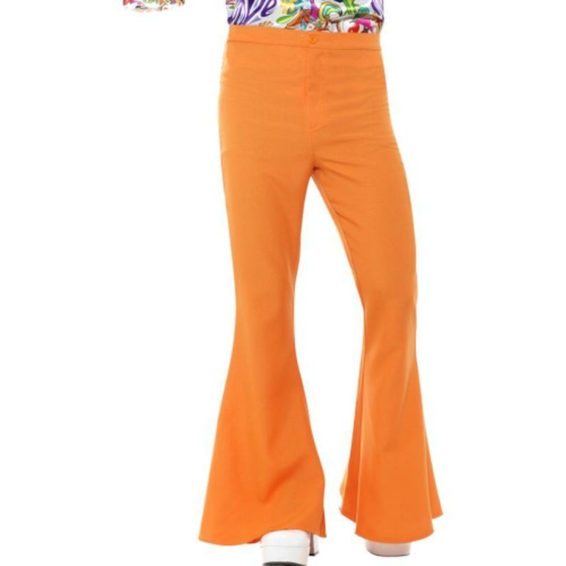Flared Trousers, Mens - Orange - Jokers Costume Mega Store