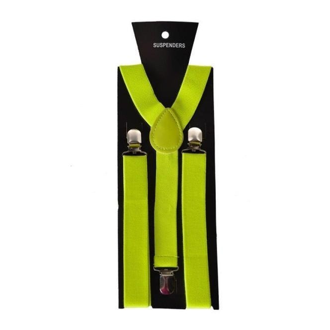 Fluro Yellow Adjustable Suspenders - Jokers Costume Mega Store