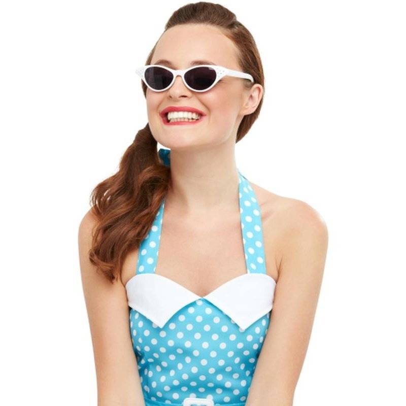 Flyaway Style Rock & Roll Sunglasses, White - Jokers Costume Mega Store