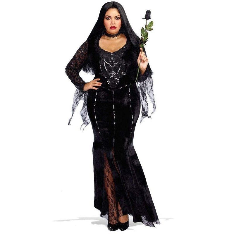 morticia addams dress costume Plus Size Morticia Addams Costume - Black Velvet Dress