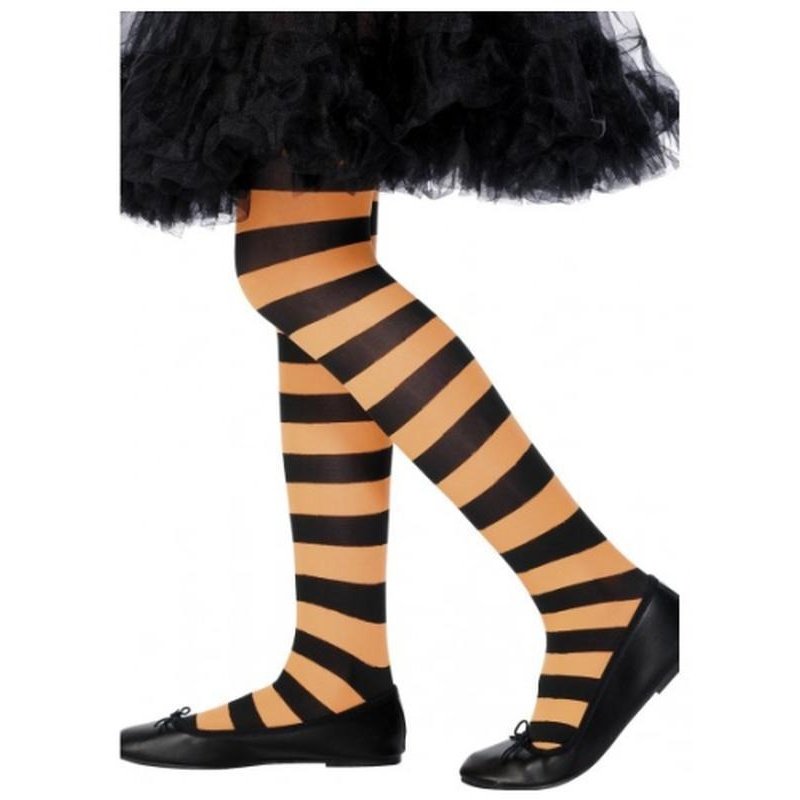 Funky Witch Tights - Orange/Black - Child - Jokers Costume Mega Store