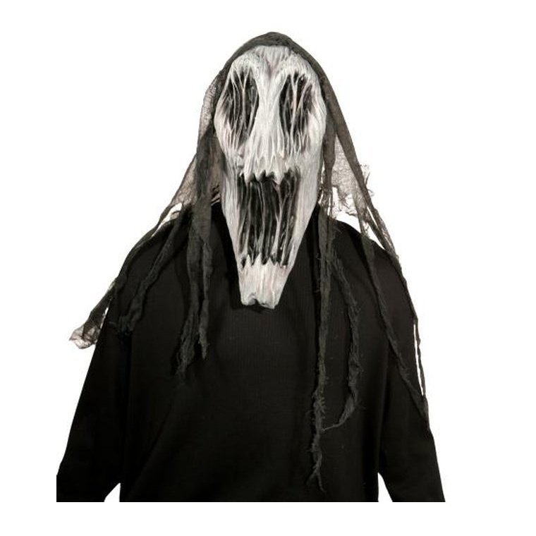 Latex Wraith Mask - Full Over-the-Head Ghost Face with Gauze – Jokers ...