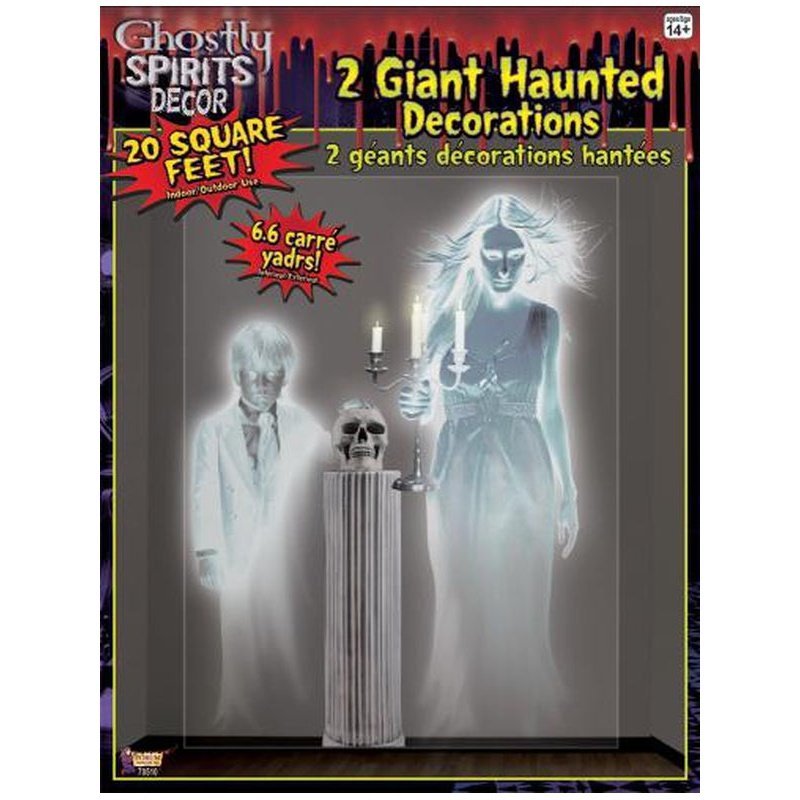 Ghostly Wall Decor 4' X 5.3' - Jokers Costume Mega Store