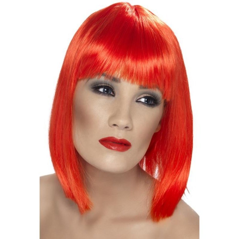 Glam Wig - Neon Red, Short - Jokers Costume Mega Store