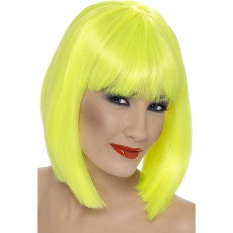 Glam Wig - Neon Yellow, Short - Jokers Costume Mega Store