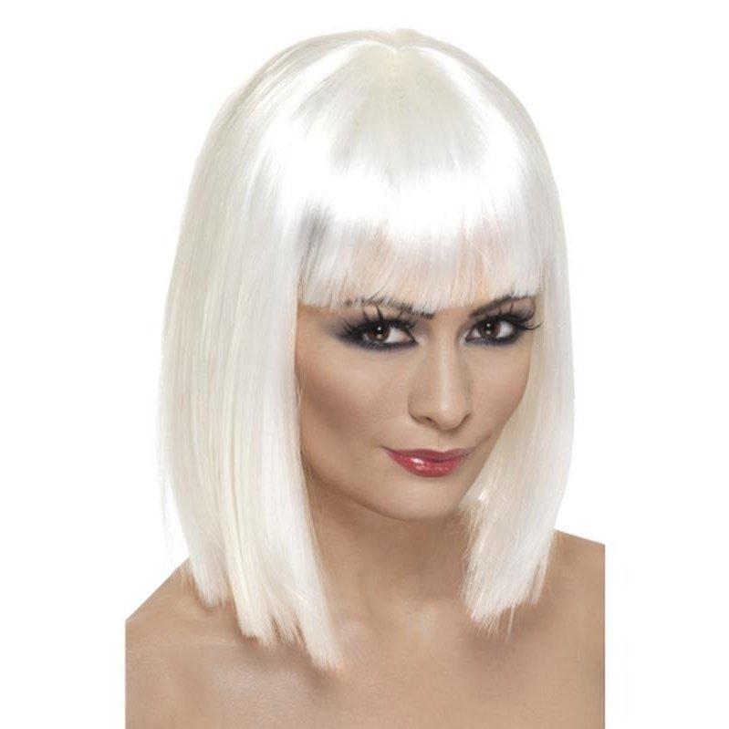 Glam Wig - White, Short - Jokers Costume Mega Store