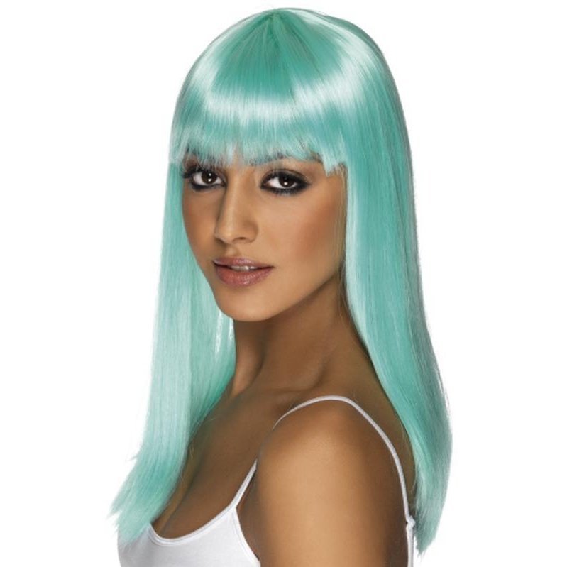 Glamourama Wig - Neon Aqua, Long - Jokers Costume Mega Store