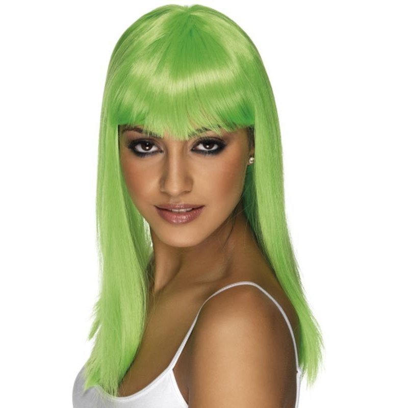 Glamourama Wig - Neon Green, Long - Jokers Costume Mega Store