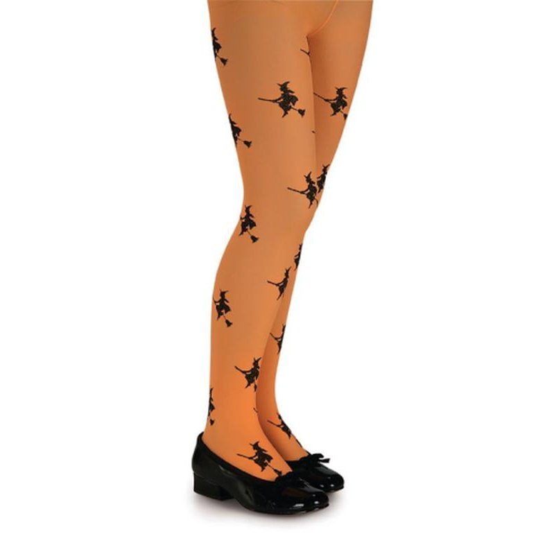 Glitter Witch Tights Orange - Size S-Leg Wear-Jokers Costume Mega Store