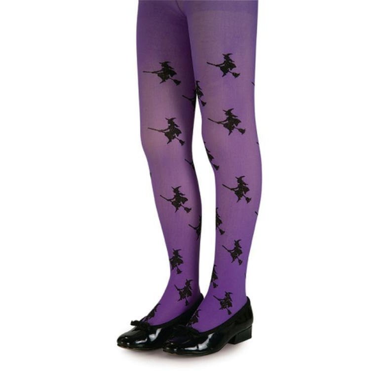 Glitter Witch Tights Purple - Size L-Leg Wear-Jokers Costume Mega Store