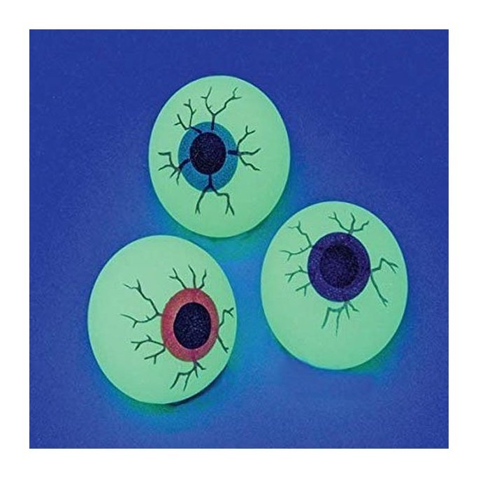 Glow In The Dark Eye Ball Bouncy Balls 32 Mm Size Eyeballs - Jokers Costume Mega Store