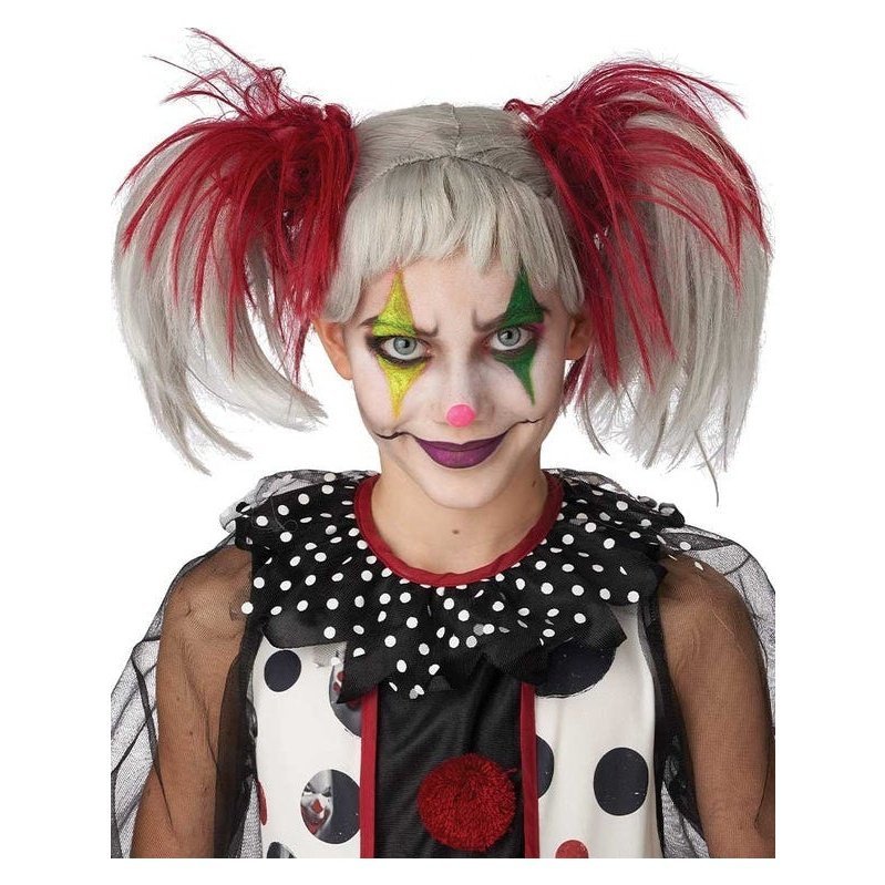 Glow In The Dark Punk Red Pigtails Wig - Jokers Costume Mega Store