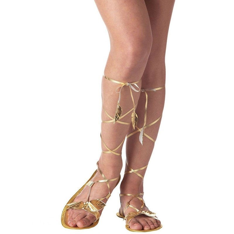 Goddess Gold Strappy Costume Sandals - Jokers Costume Mega Store