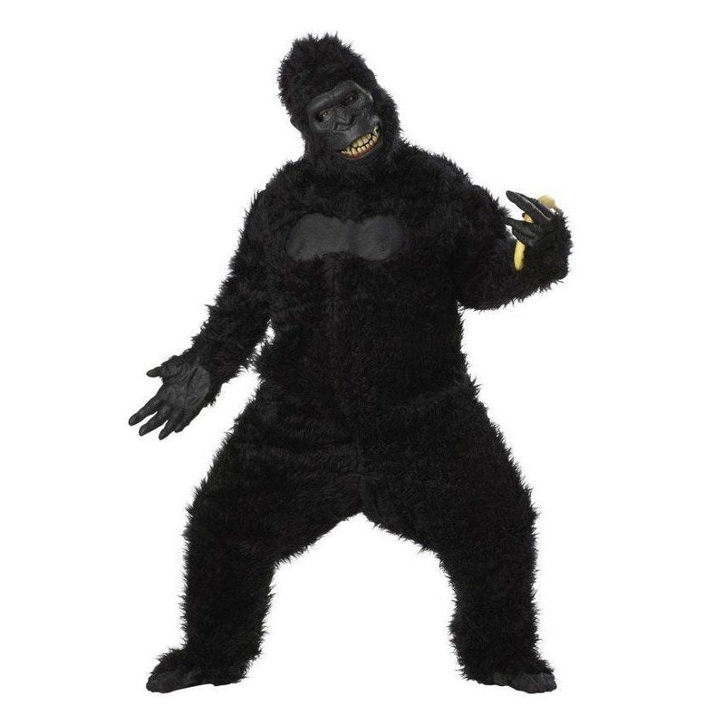 Goin' Ape Deluxe Adult's Furry Black Gorilla Costume - Jokers Costume Mega Store