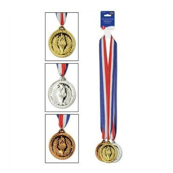 Gold, Silver & Bronze Medals W/Ribbon - Jokers Costume Mega Store