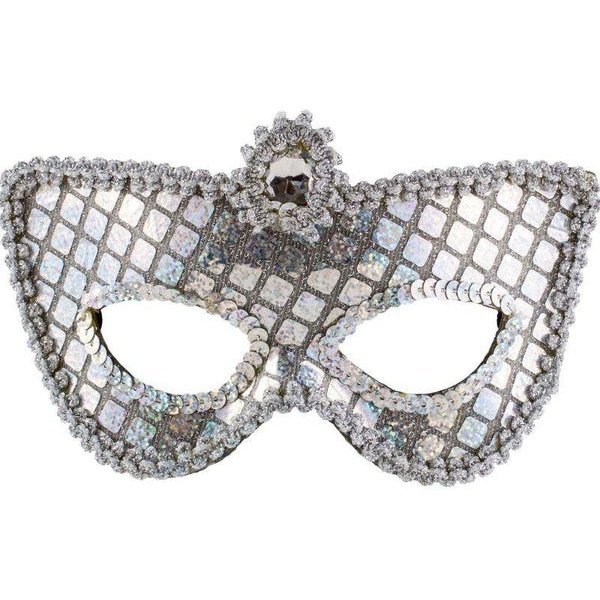 Grand Sequin Silver Mask - Jokers Costume Mega Store