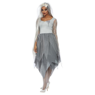 Grave Yard Bride Costume, Grey - Jokers Costume Mega Store