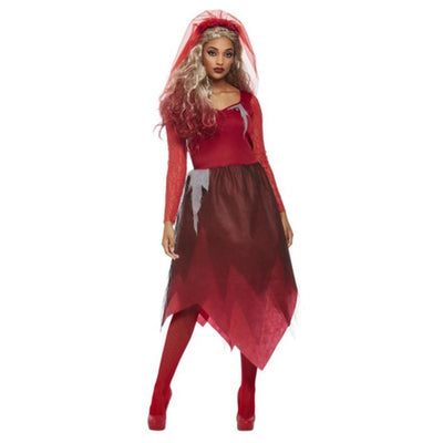 Grave Yard Bride Costume, Red - Jokers Costume Mega Store