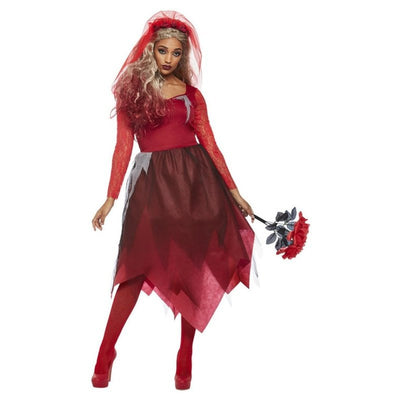 Grave Yard Bride Costume, Red - Jokers Costume Mega Store