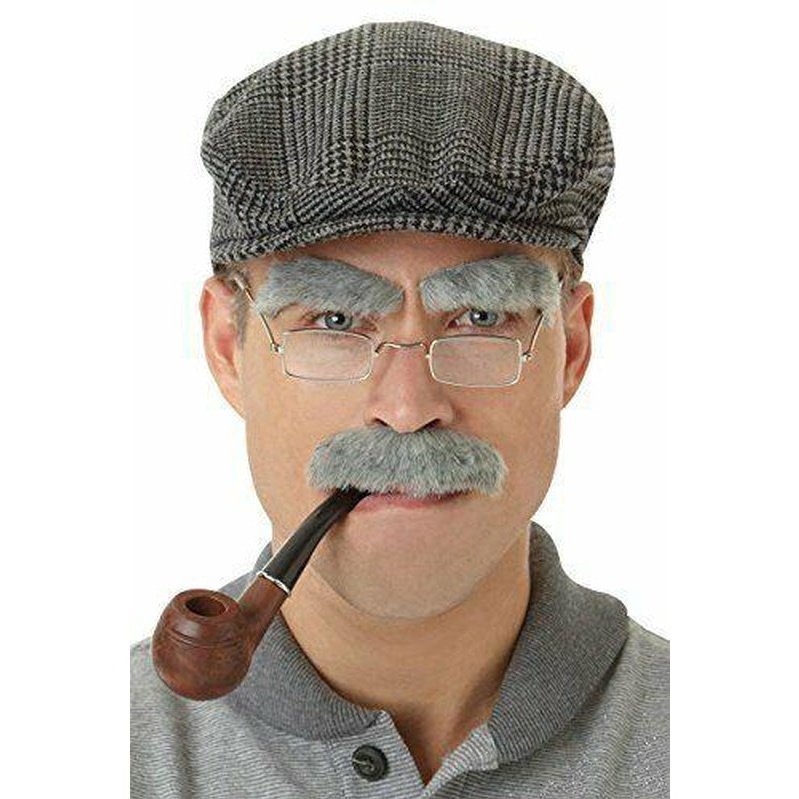 Gray Old Man Moustache And Eyebrows Set - Jokers Costume Mega Store