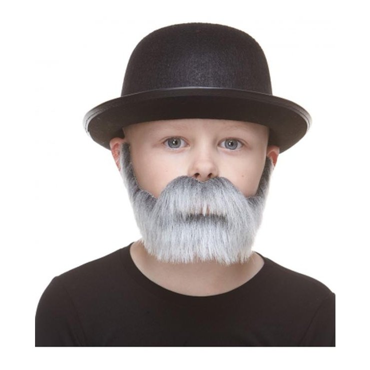 Grey Lincoln Beard And Moustache Small - Jokers Costume Mega Store