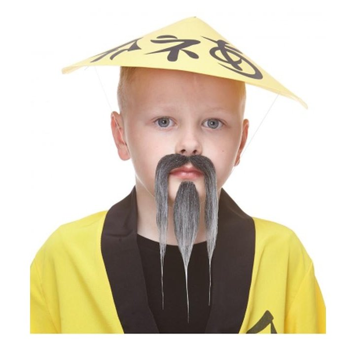 Grey Oriental Beard And Moustache Small - Jokers Costume Mega Store