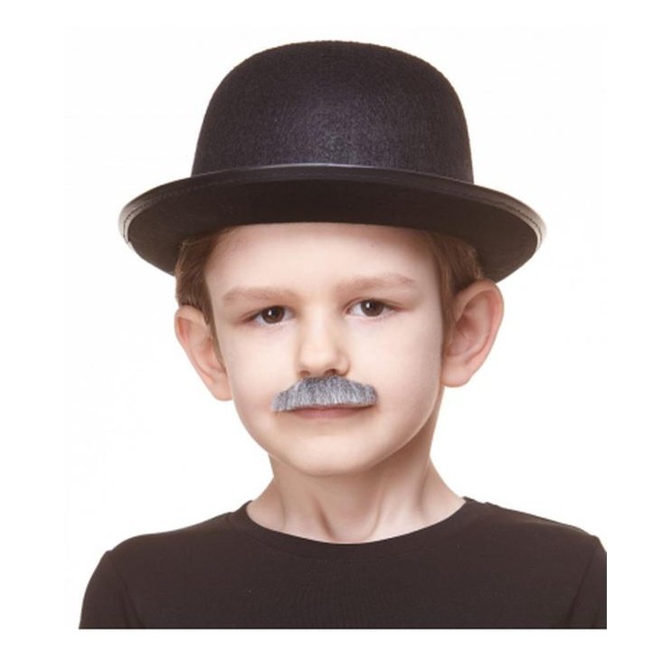 Grey With Black English Moustache Small - Jokers Costume Mega Store