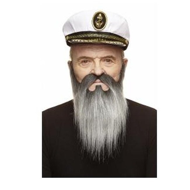 Grey With Black Old Captain Beard And Moustache - Jokers Costume Mega Store