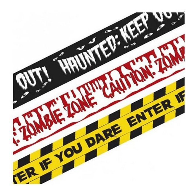 Halloween Fright Tape Banners, 3 Separate Rolls - Jokers Costume Mega Store