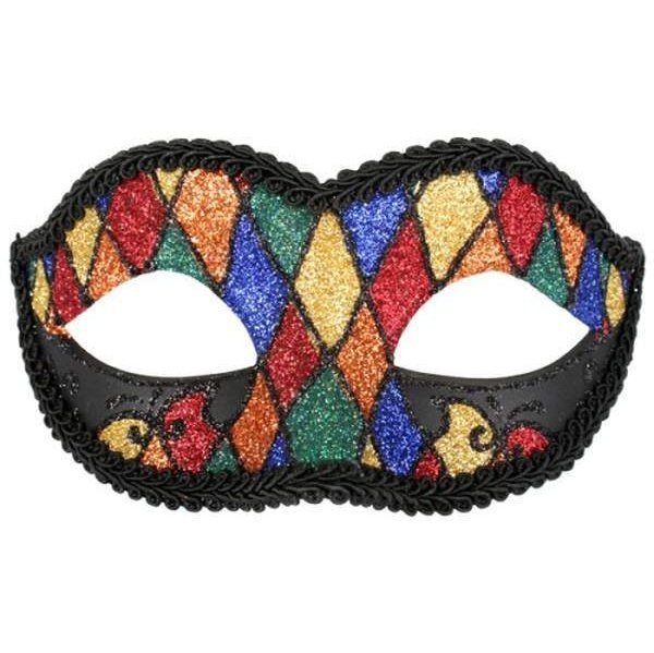 Harlequin Glitter Bright Eye Mask - Jokers Costume Mega Store