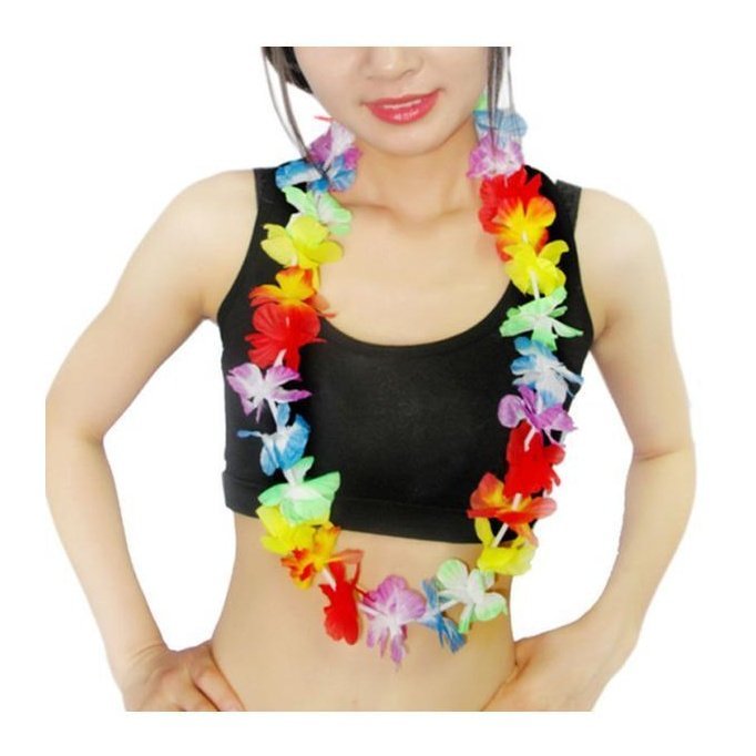 Hawaiian Fancy Dress Party Accessory Plain Pastel Lei - Jokers Costume Mega Store