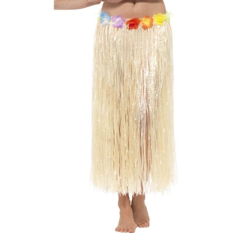 Hawaiian Hula Skirt With Flowers Natural - Jokers Costume Mega Store