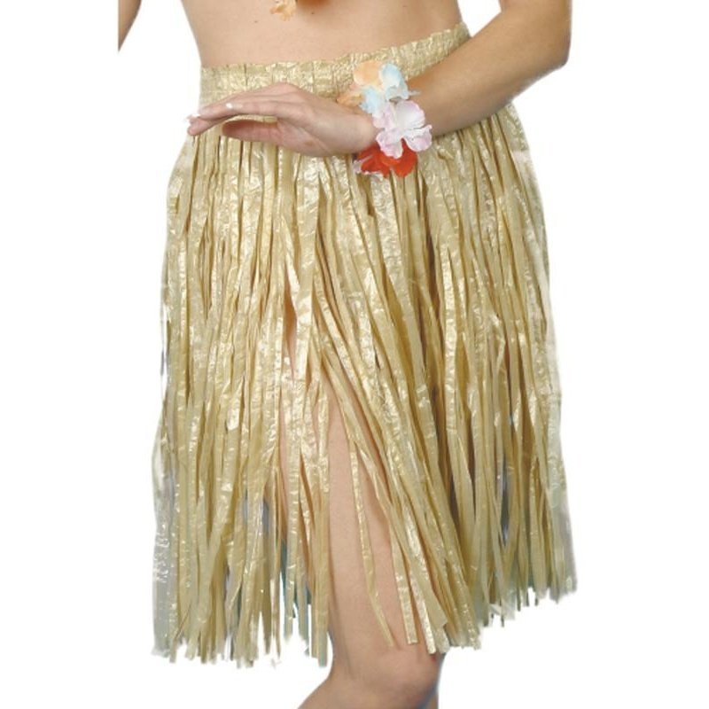 Hawaiian Hula Skirt, Yellow, With Elasticated Waist, 56cm - Jokers Costume Mega Store